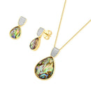 CONJUNTO FOLHEADO A OURO E RÓDIO BRANCO