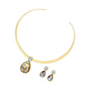 CONJUNTO FOLHEADO A OURO E RÓDIO BRANCO