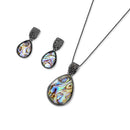 CONJUNTO FOLHEADO A PRATA RÓDIO NEGRO