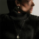 CONJUNTO FOLHEADO A PRATA RÓDIO NEGRO