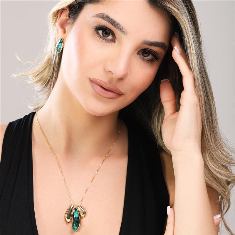 Colar Brilhato Pedras Naturais Brasileiras — Folheado a Ouro