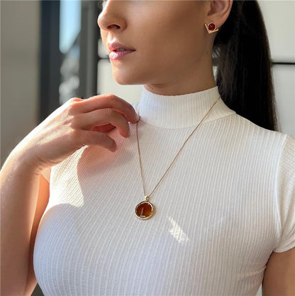 Pingente Possebon Folheado a Ouro - Pedra Natural