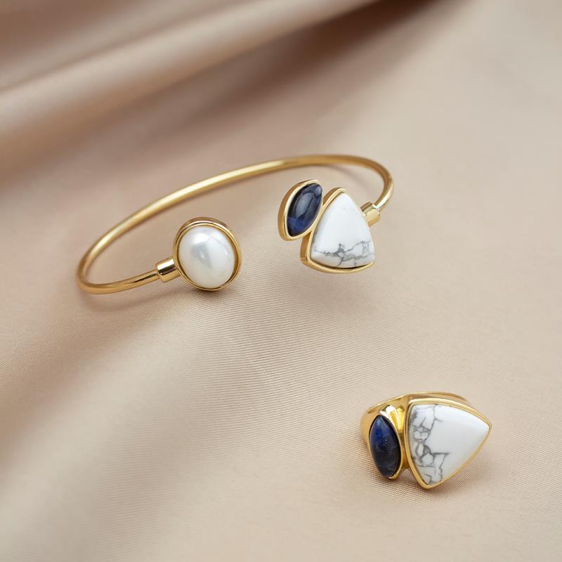 Pulseira Brilhato Pedras Naturais Brasileiras — Folheado a Ouro