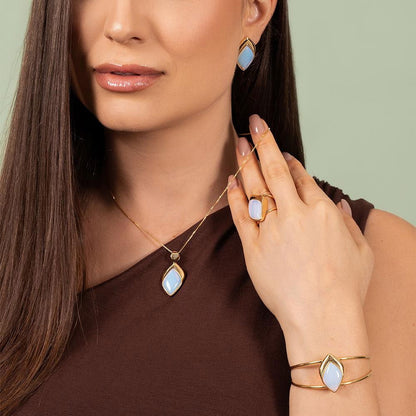 Pulseira Possebon Folheado a Ouro - Pedra Natural