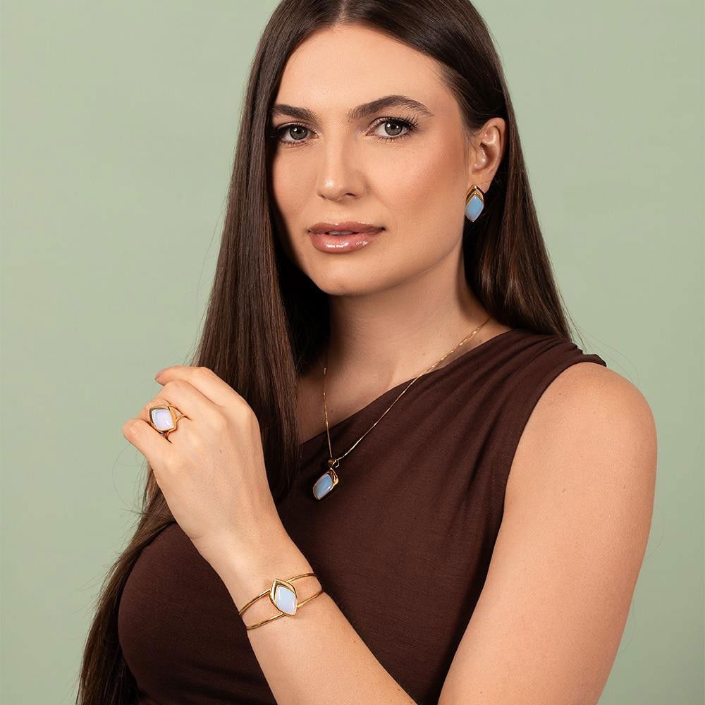 Pulseira Possebon Folheado a Ouro - Pedra Natural