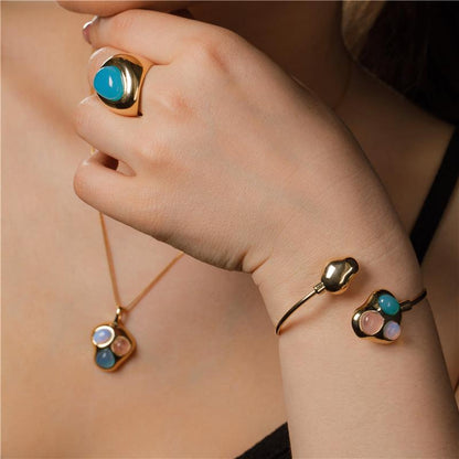 Pulseira Brilhato Pedras Naturais Brasileiras — Folheado a Ouro