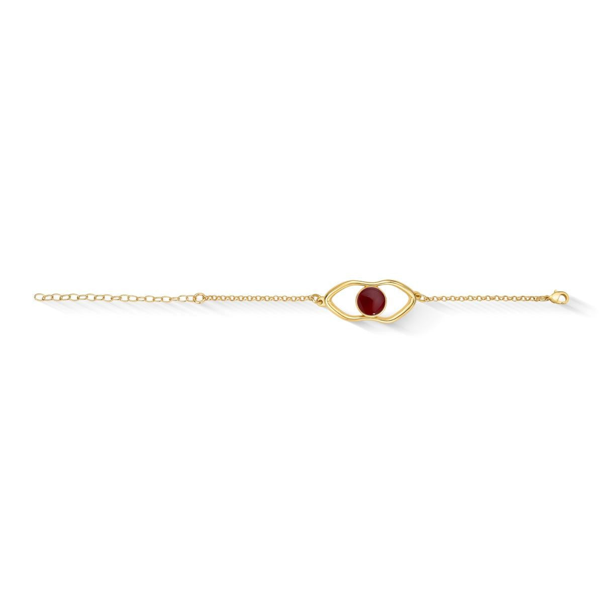 Pulseira Brilhato Intense Folheado a Ouro - Ágata Vermelha