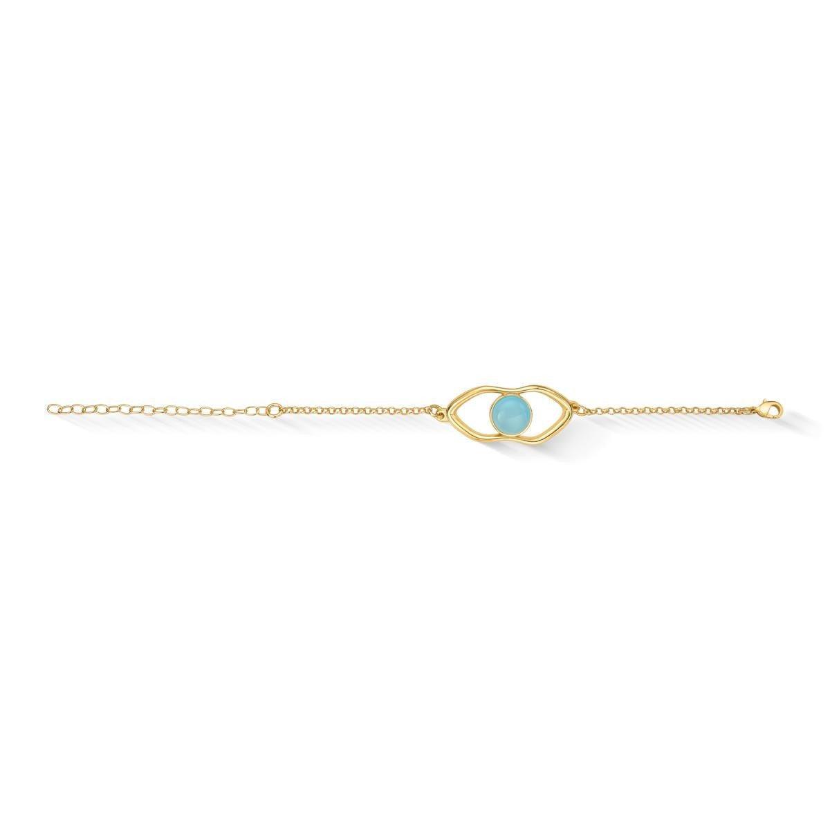 Pulseira Brilhato Intense Folheado a Ouro - Ágata Azul Céu