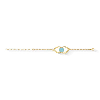 Pulseira Brilhato Intense Folheado a Ouro - Ágata Azul Céu