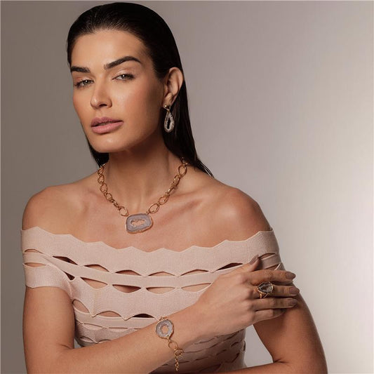 Pulseira Possebon Folheada a Ouro - Pedra Natural