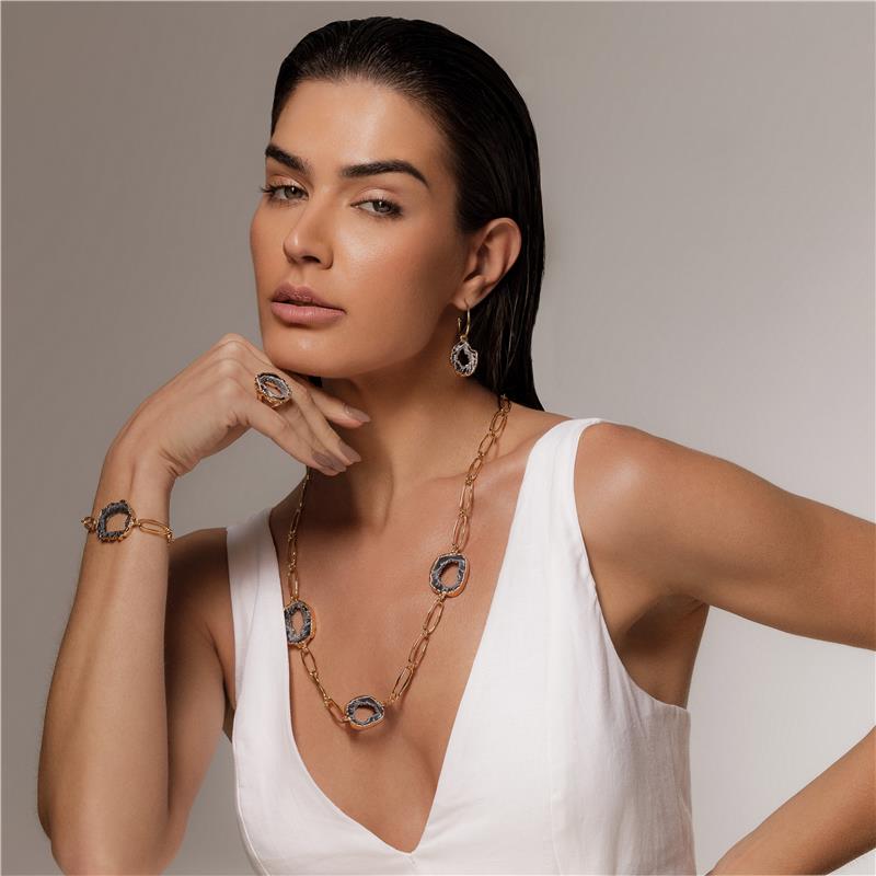 Pulseira Brilhato Pedras Naturais Brasileiras — Folheado a Ouro