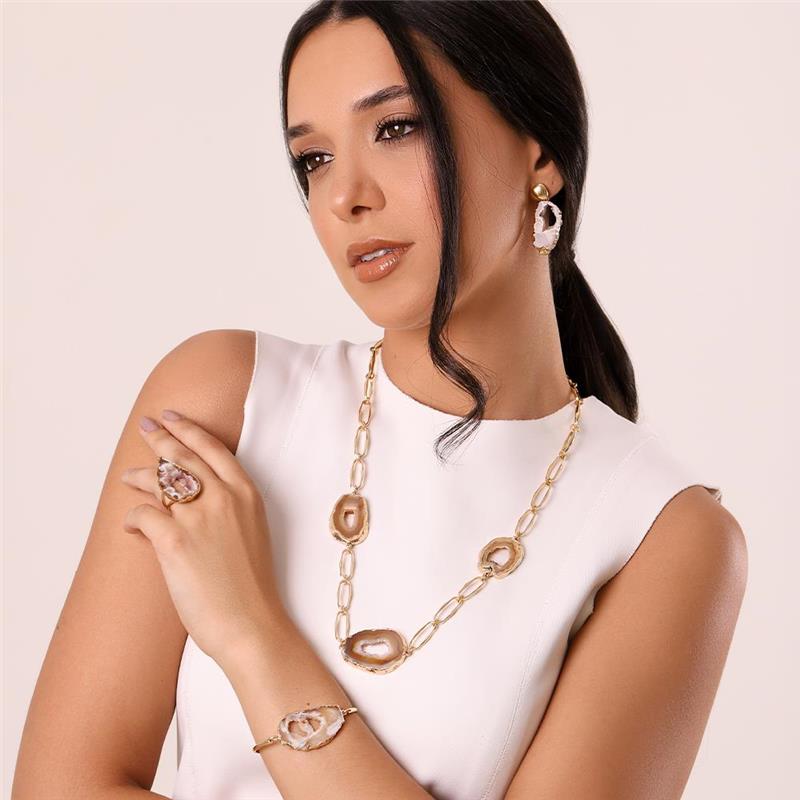 Pulseira Brilhato Pedras Naturais Brasileiras — Folheado a Ouro