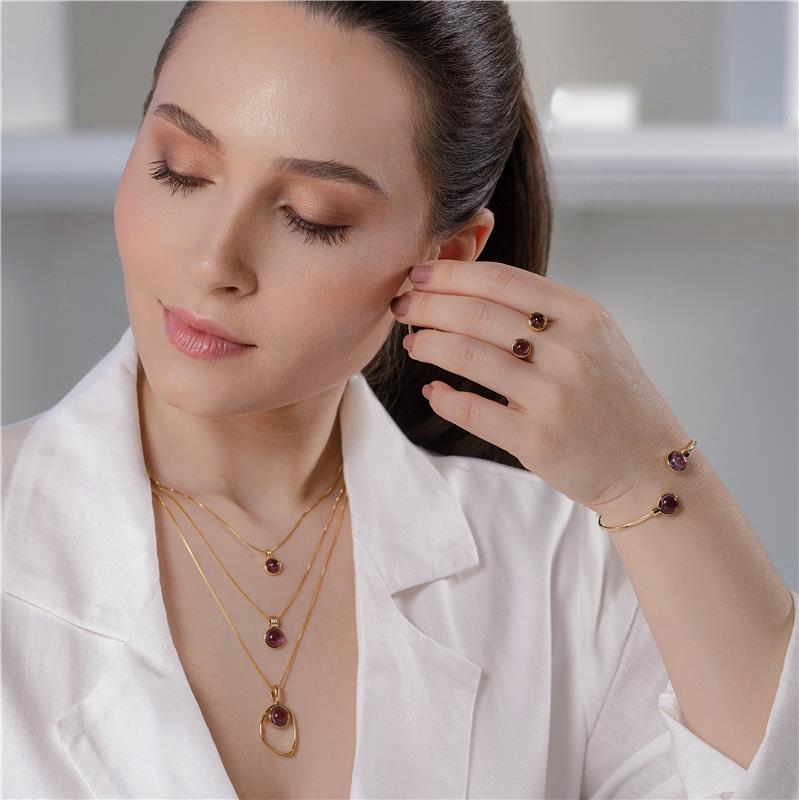 Pulseira Possebon Folheada a Ouro - Pedra Natural