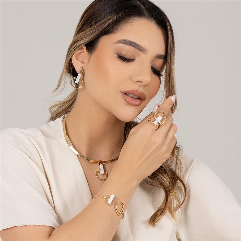 Pulseira Brilhato Pedras Naturais Brasileiras — Folheado a Ouro