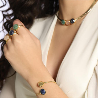 Pulseira Brilhato Pedras Naturais Brasileiras — Folheado a Ouro