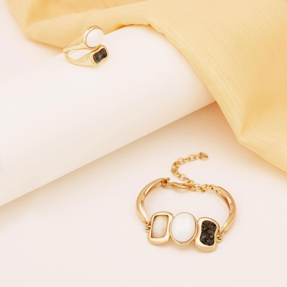 Pulseira Possebon Folheado a Ouro - Pedra Natural