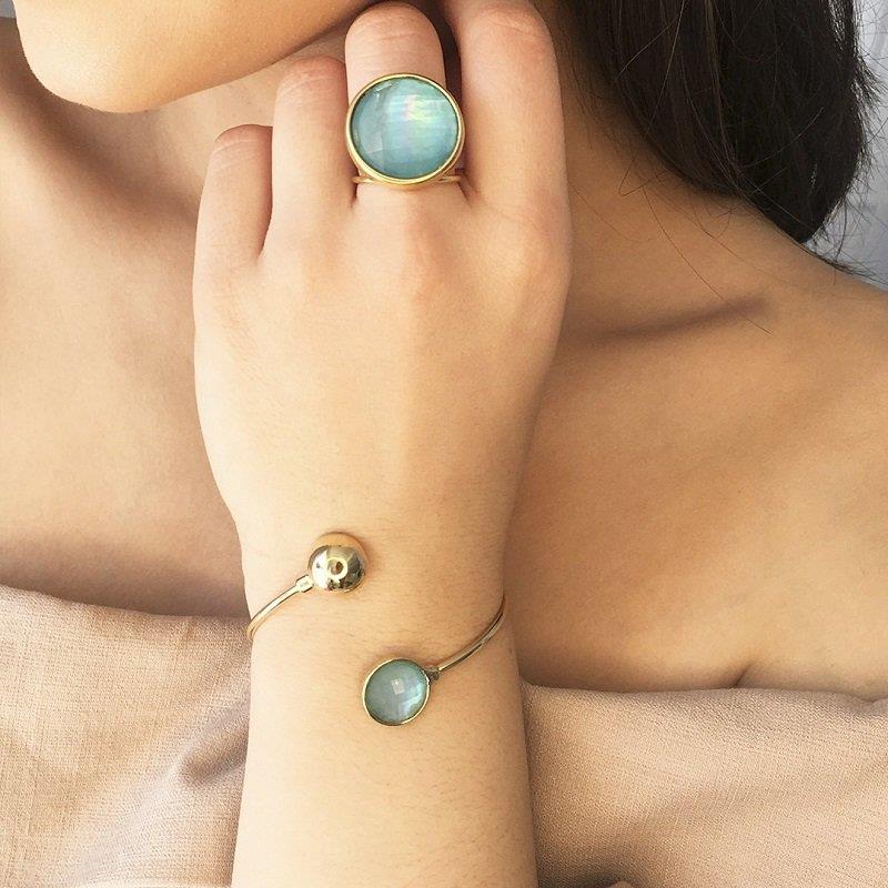 Pulseira Possebon Folheada a Ouro - Pedra Natural