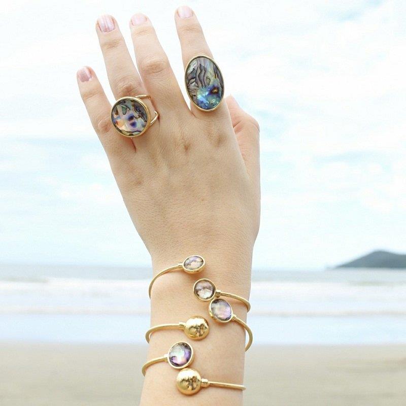 Pulseira Possebon Folheada a Ouro - Pedra Natural