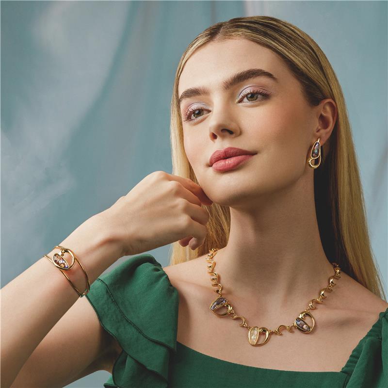 Pulseira Brilhato Pedras Naturais Brasileiras - Folheado a ouro