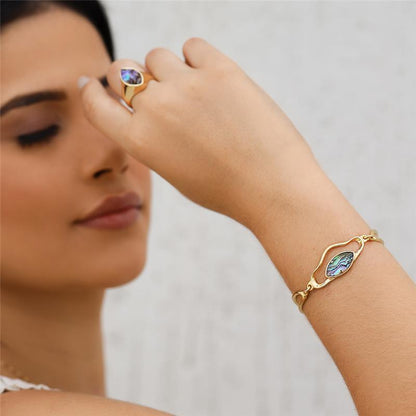 Pulseira Brilhato Pedras Naturais Brasileiras - Folheado a ouro