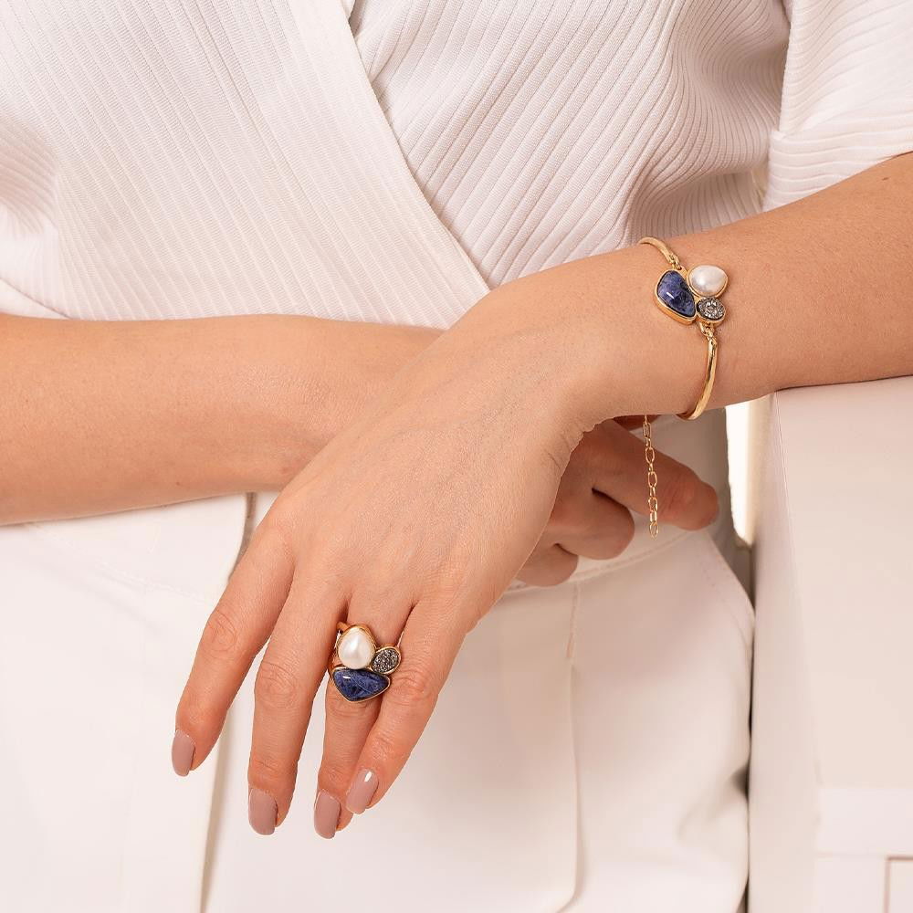 Pulseira Possebon Folheada a Ouro - Pedra Natural