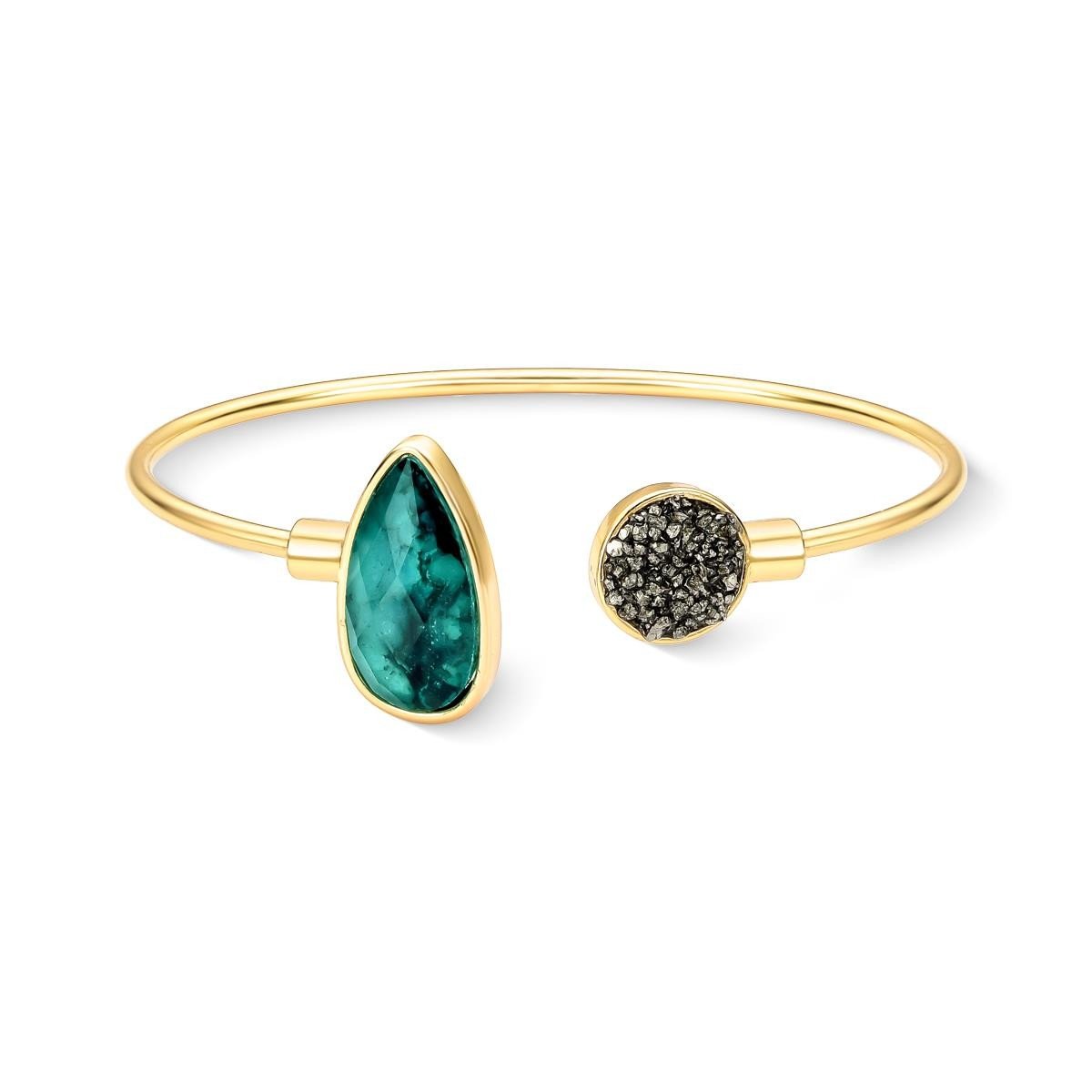 Pulseira Folheada a Ouro Esmeralda Coleção Preciosa