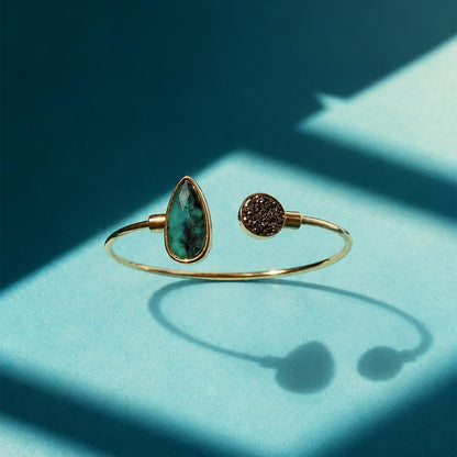 Pulseira Folheada a Ouro Esmeralda Coleção Preciosa