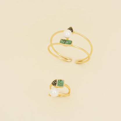 Pulseira Possebon Folheado a Ouro - Pedra Natural