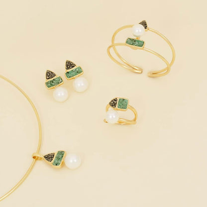 Pulseira Possebon Folheado a Ouro - Pedra Natural