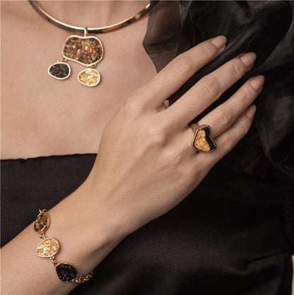 Pulseira Possebon Folheada a Ouro - Pedra Natural