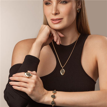 Pulseira Possebon Folheada a Ouro - Pedra Natural