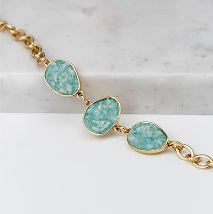 Pulseira Possebon Folheada a Ouro - Pedra Natural