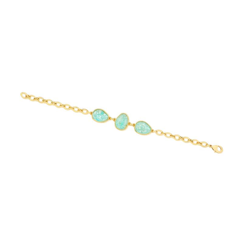 Pulseira Possebon Folheada a Ouro - Pedra Natural