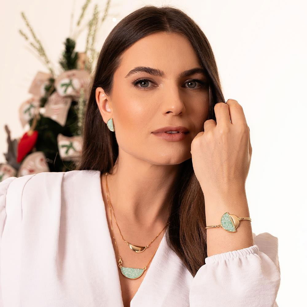 Pulseira Possebon Folheada a Ouro - Pedra Natural