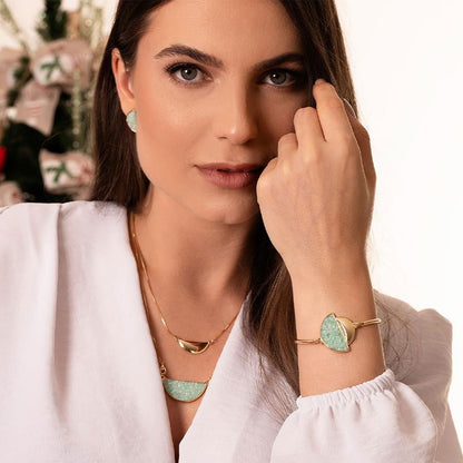 Pulseira Possebon Folheada a Ouro - Pedra Natural