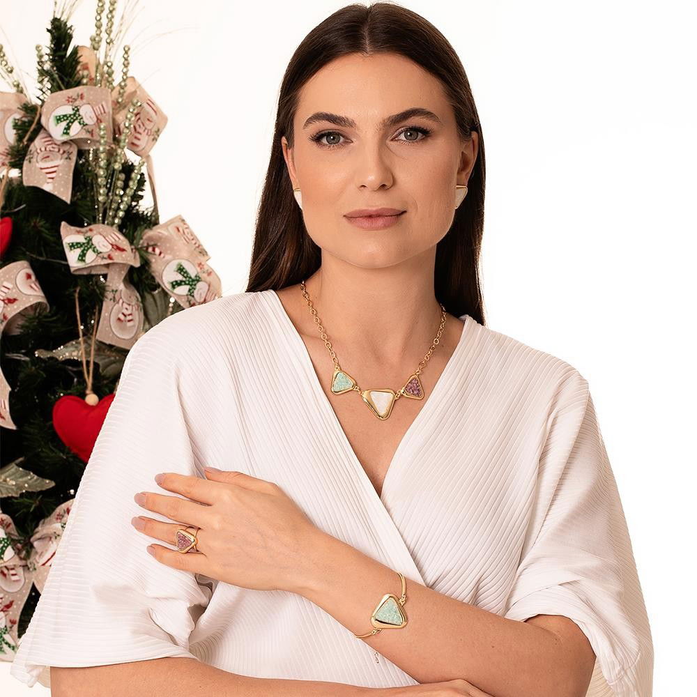 Pulseira Brilhato Pedras Naturais Brasileiras — Folheado a Ouro
