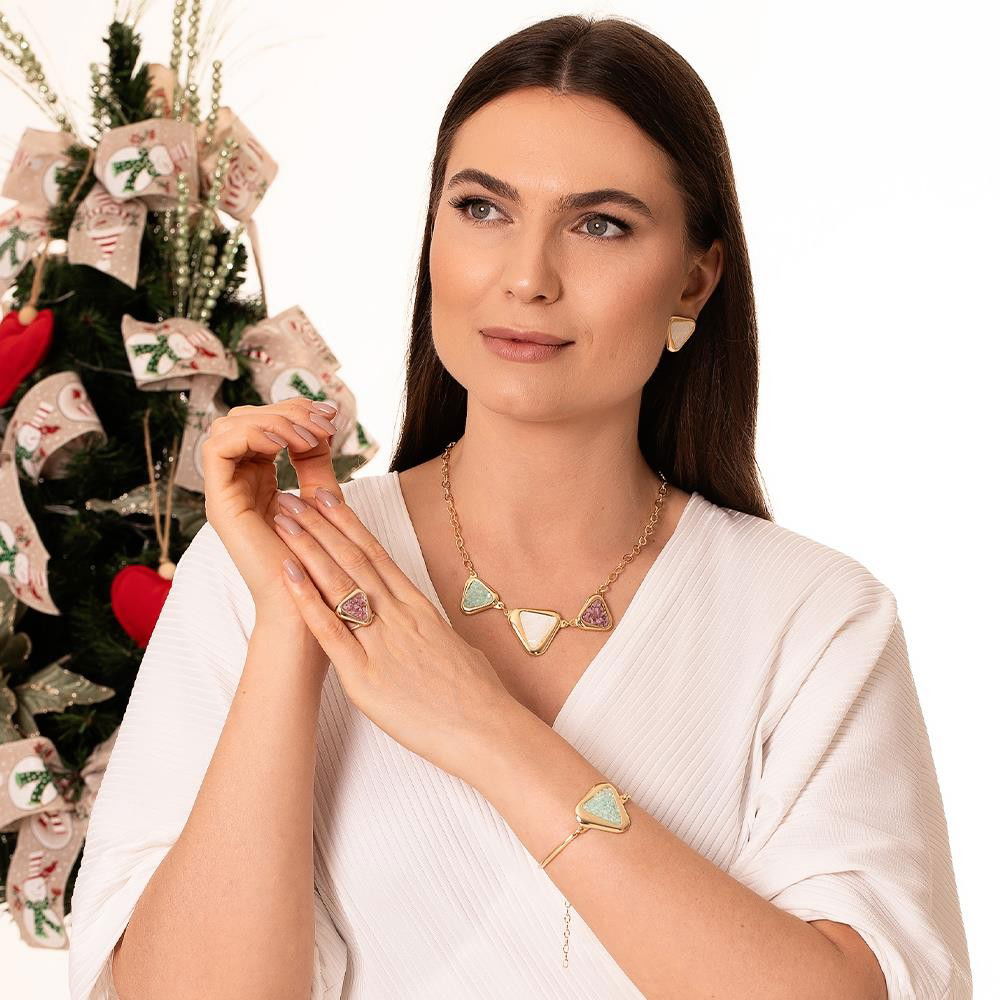 Pulseira Brilhato Pedras Naturais Brasileiras — Folheado a Ouro