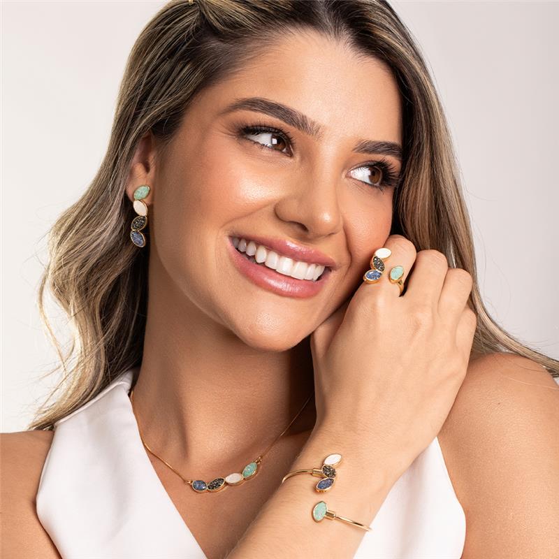 Pulseira Brilhato Pedras Naturais Brasileiras — Folheado a Ouro