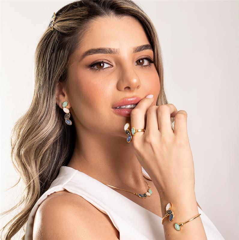 Pulseira Brilhato Pedras Naturais Brasileiras — Folheado a Ouro