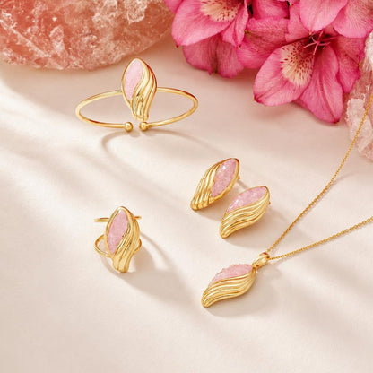 Pulseira Florir variações pedras naturais folheada a ouro