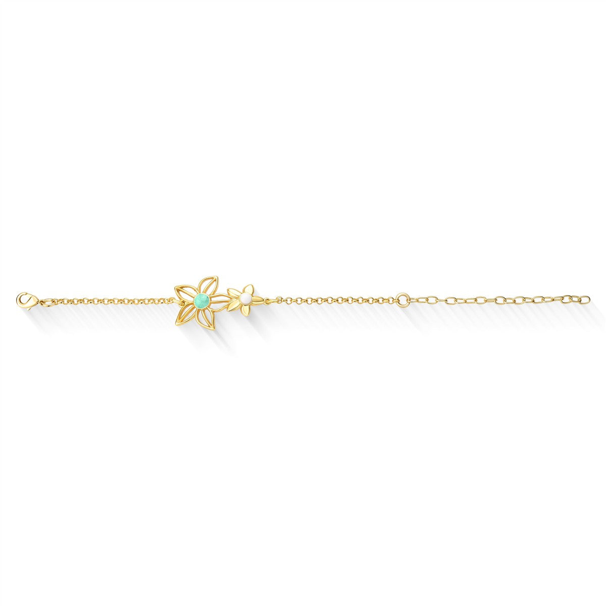 Pulseira Brilhato Florir folheada a ouro com amazonita verde e porcelana