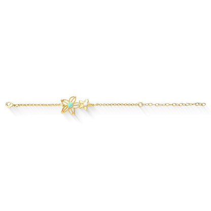 Pulseira Brilhato Florir folheada a ouro com amazonita verde e porcelana