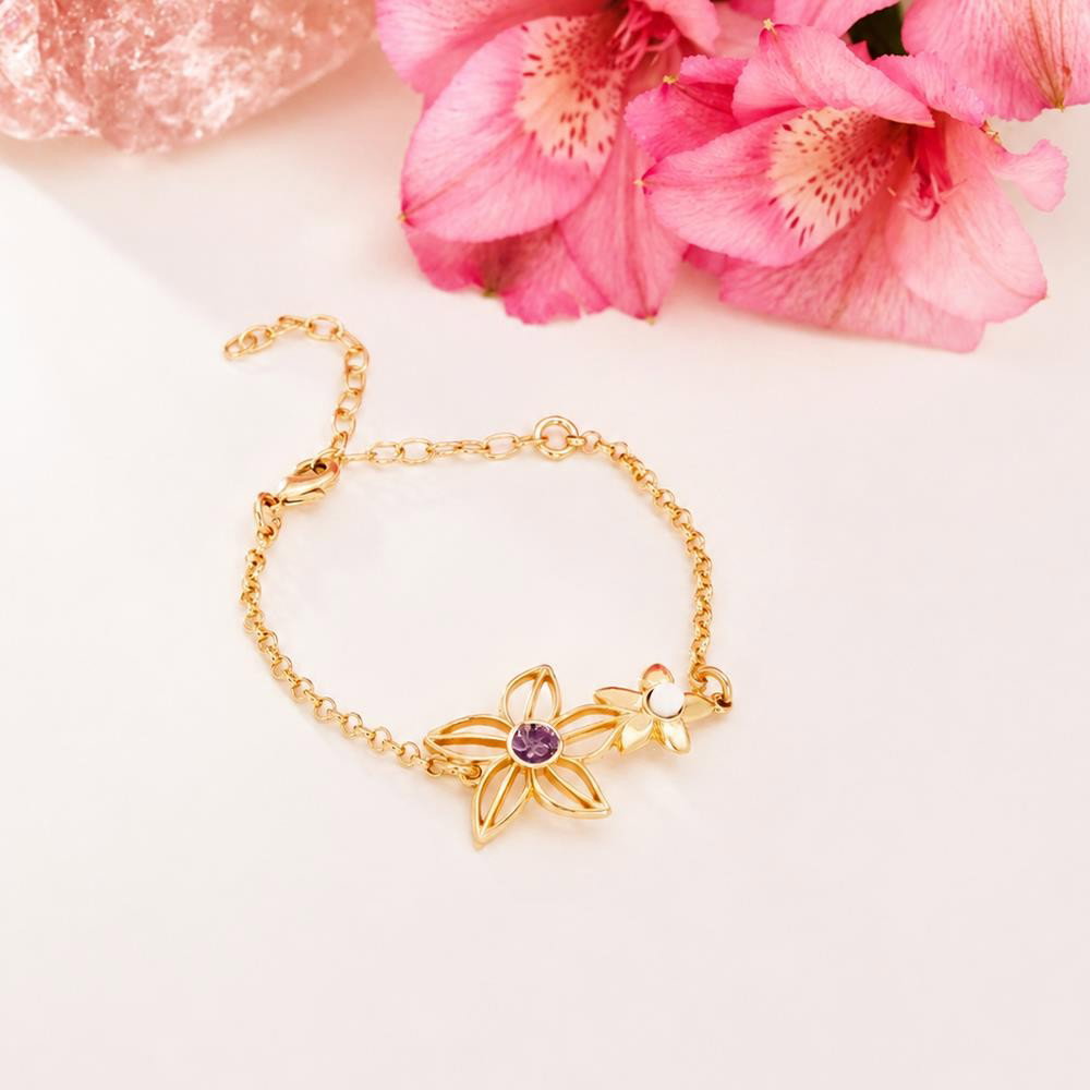 Pulseira Brilhato Florir folheada a ouro detalhe lateral