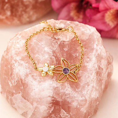 Pulseira Brilhato Florir folheada a ouro pedra cabochão