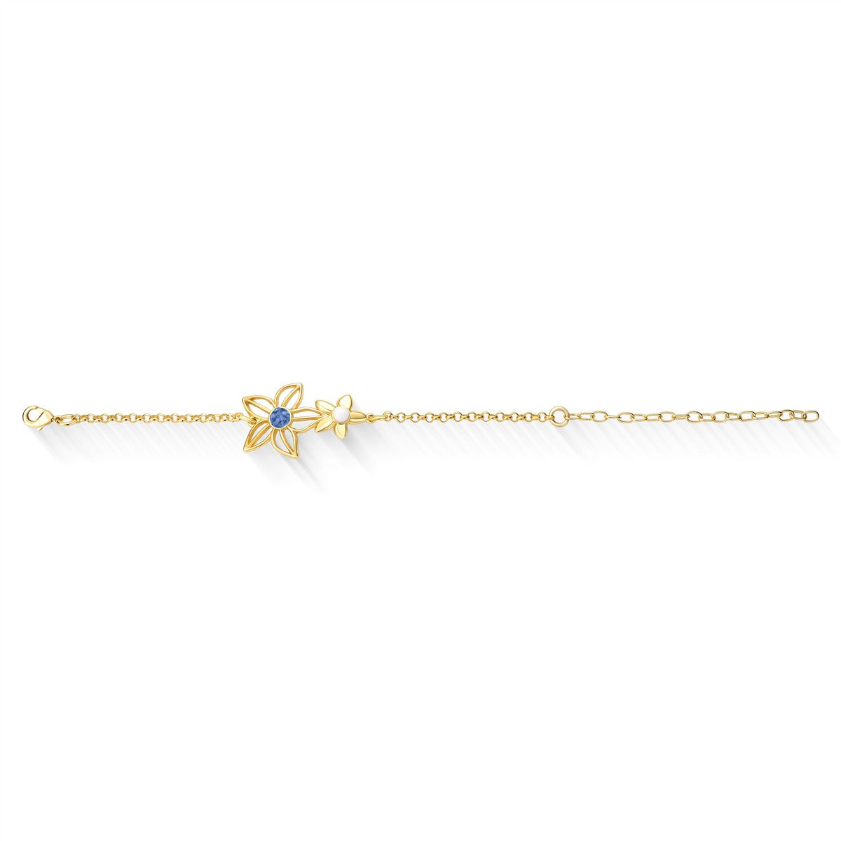 Pulseira Brilhato Florir folheada a ouro com cianita azul e porcelana