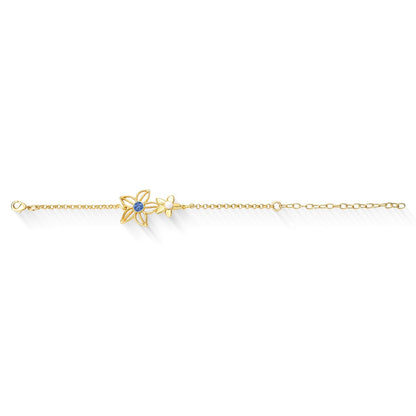 Pulseira Brilhato Florir folheada a ouro com cianita azul e porcelana