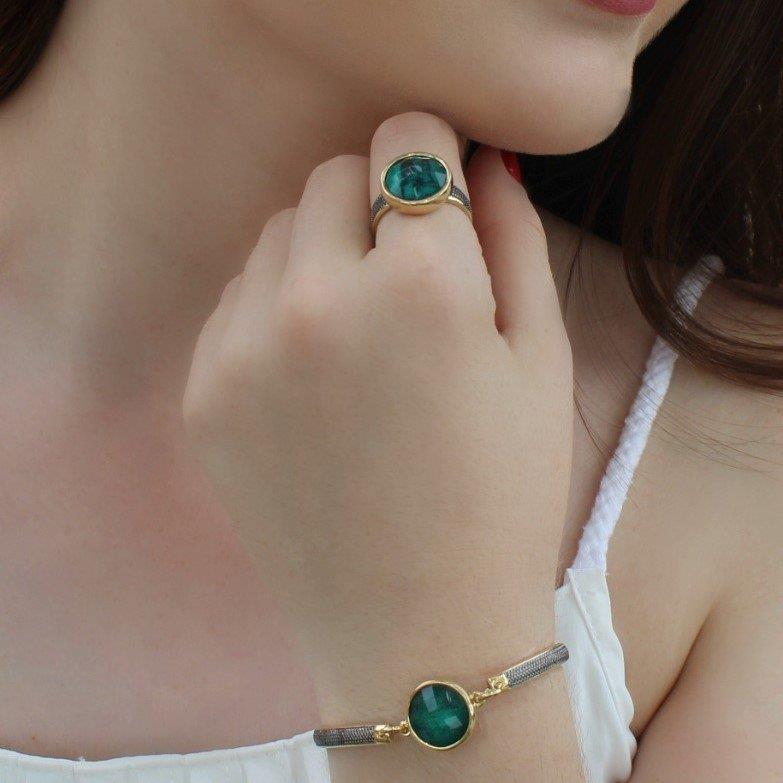 Pulseira Brilhato Pedras Naturais Brasileiras — Folheado a Ouro