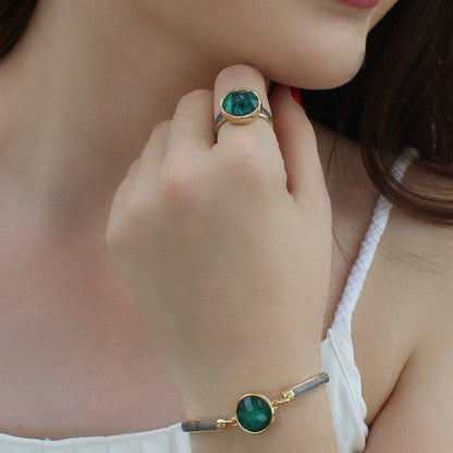Pulseira Brilhato Pedras Naturais Brasileiras — Folheado a Ouro