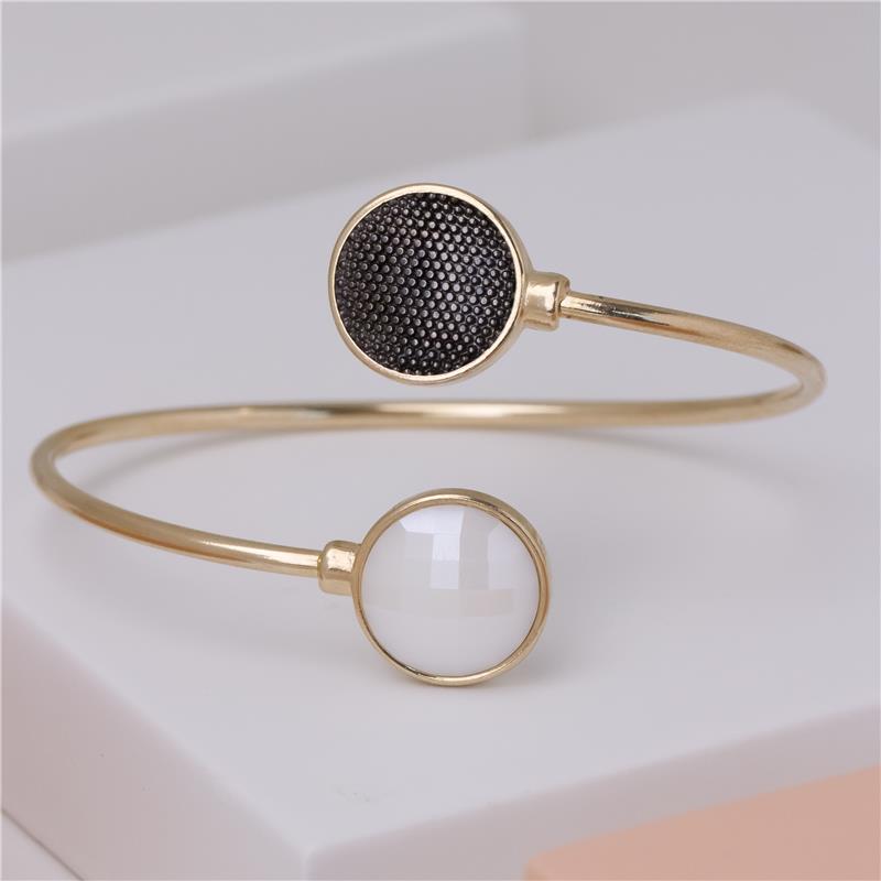 Pulseira Possebon Folheada a Ouro e Ródio Negro - Pedra Natural