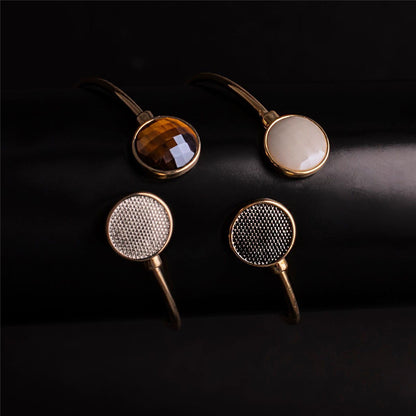 Pulseira Possebon Folheada a Ouro e Ródio Branco - Pedra Natural Quartzo Rosa